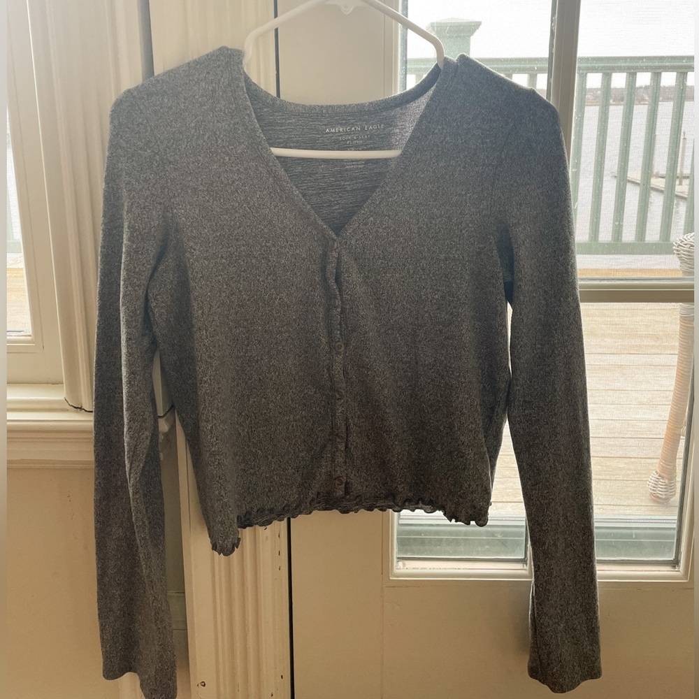 American Eagle Soft&Sexy Plush Grey Top Size Small